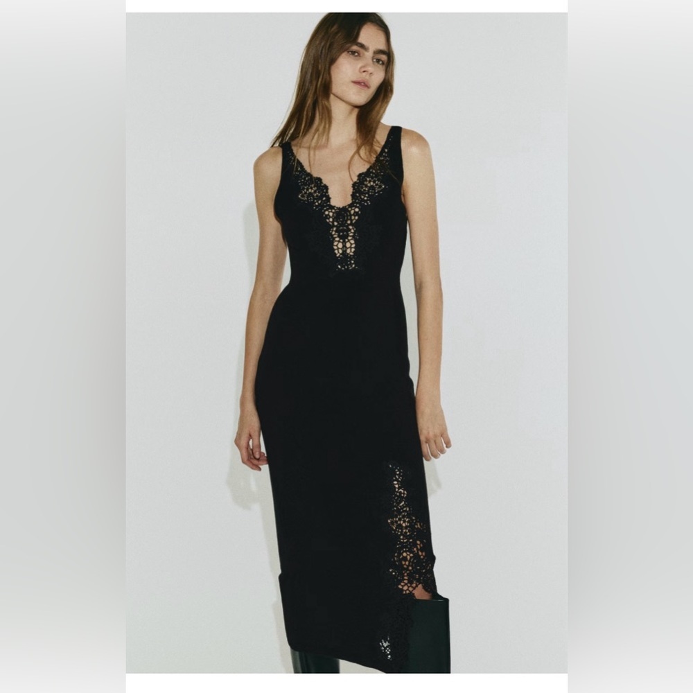 H&M Black Lace Midi Dress